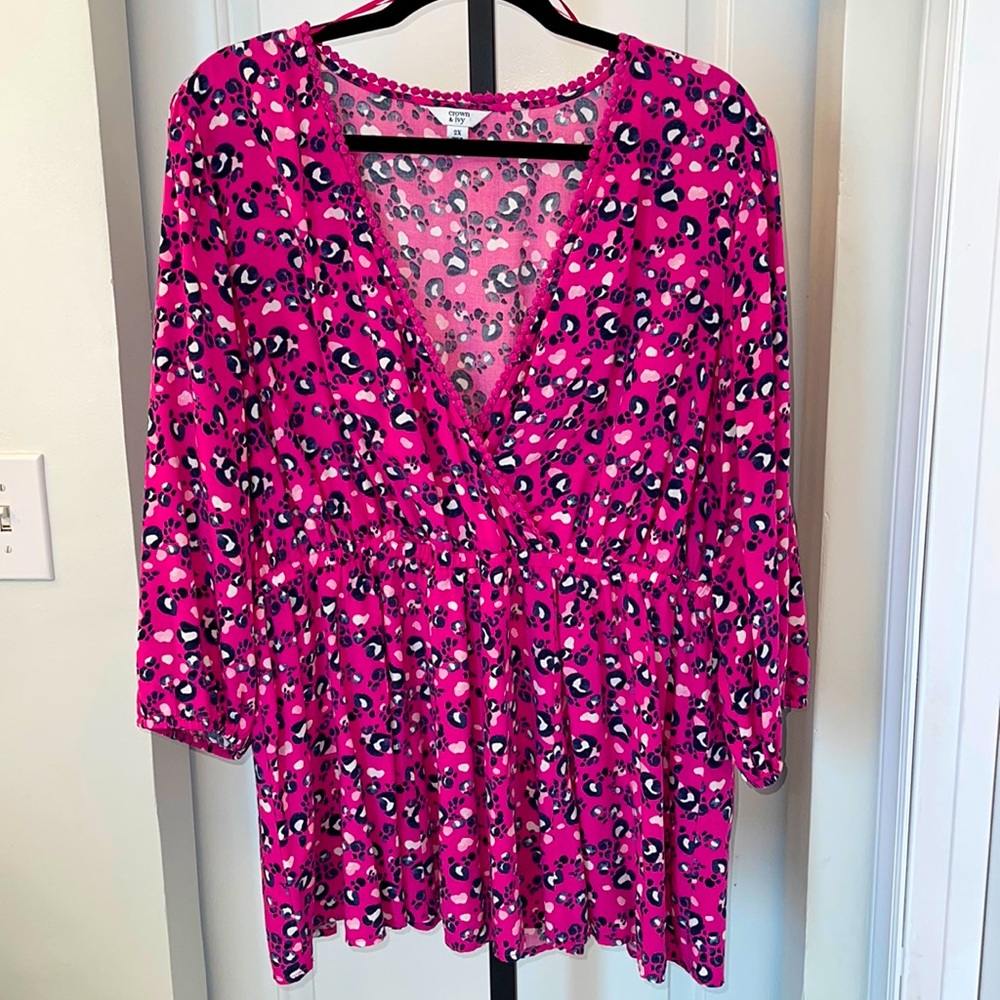 Crown and Ivy faux wrap shirt, size 2X